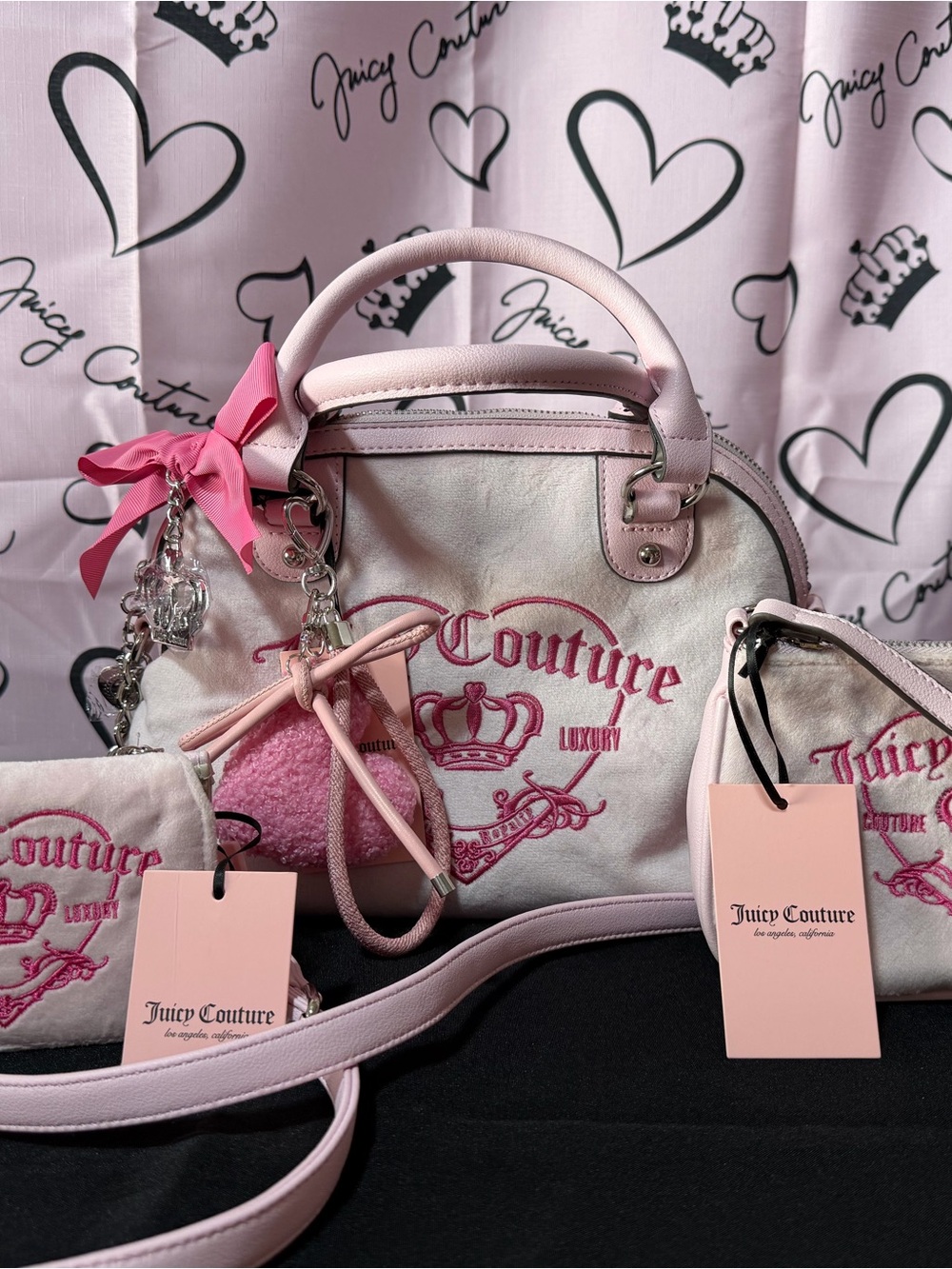 Juicy Couture Light Pink Logo Satchel with wallet & mini wristlet